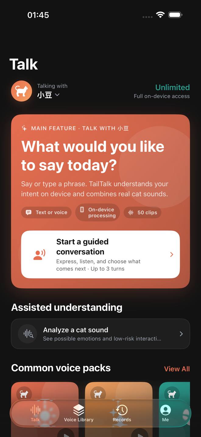 TailTalk conversation home